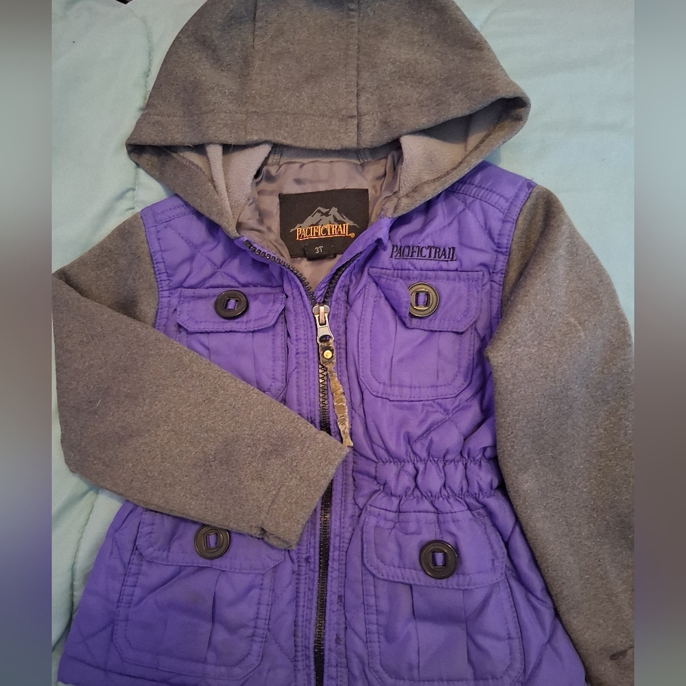 Pacific Trail Purple and Gray Hooded Jacket